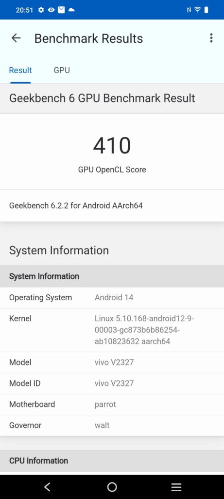 vivo Y100 5G review geekbench 6 openCL