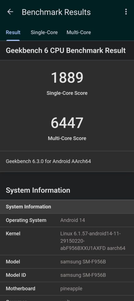 Samsung Galaxy Z Fold6 review - 3D Mark geekbench