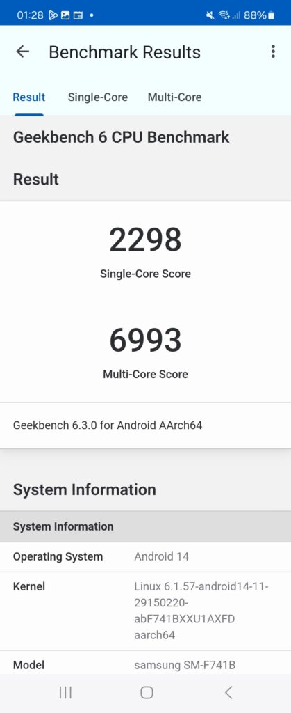 Samsung Galaxy Z Flip6 Review geekbench 6