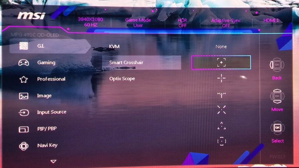 MSI MPG 491CQP QD-OLED crosshair