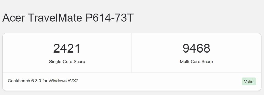 Acer TravelMate P6 14 review geekbench