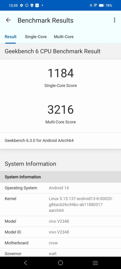 vivo v40 review geekbench