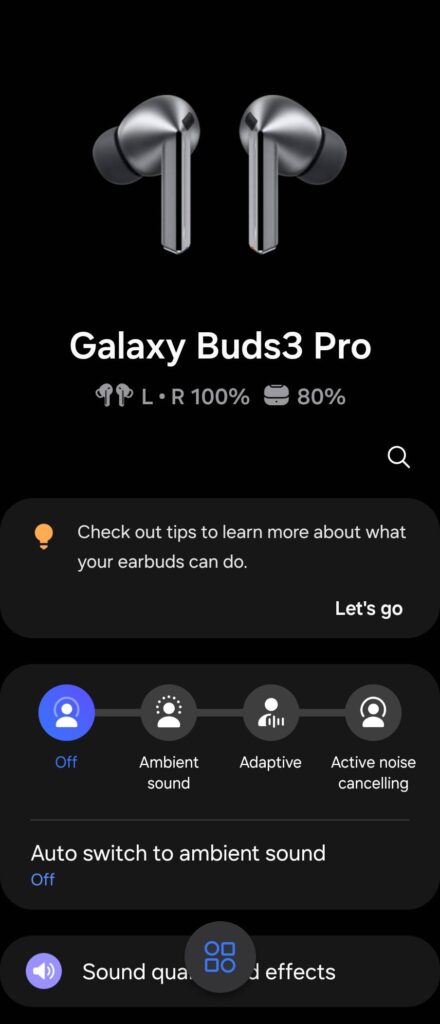 Samsung Galaxy Buds 3 Pro Review menu