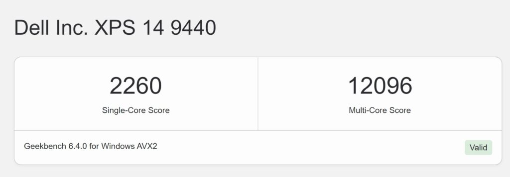 Dell XPS 14 9440 review geekbench 6