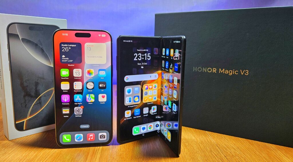 HONOR Magic V3 stands out against the Apple iPhone 16 Pro Max front