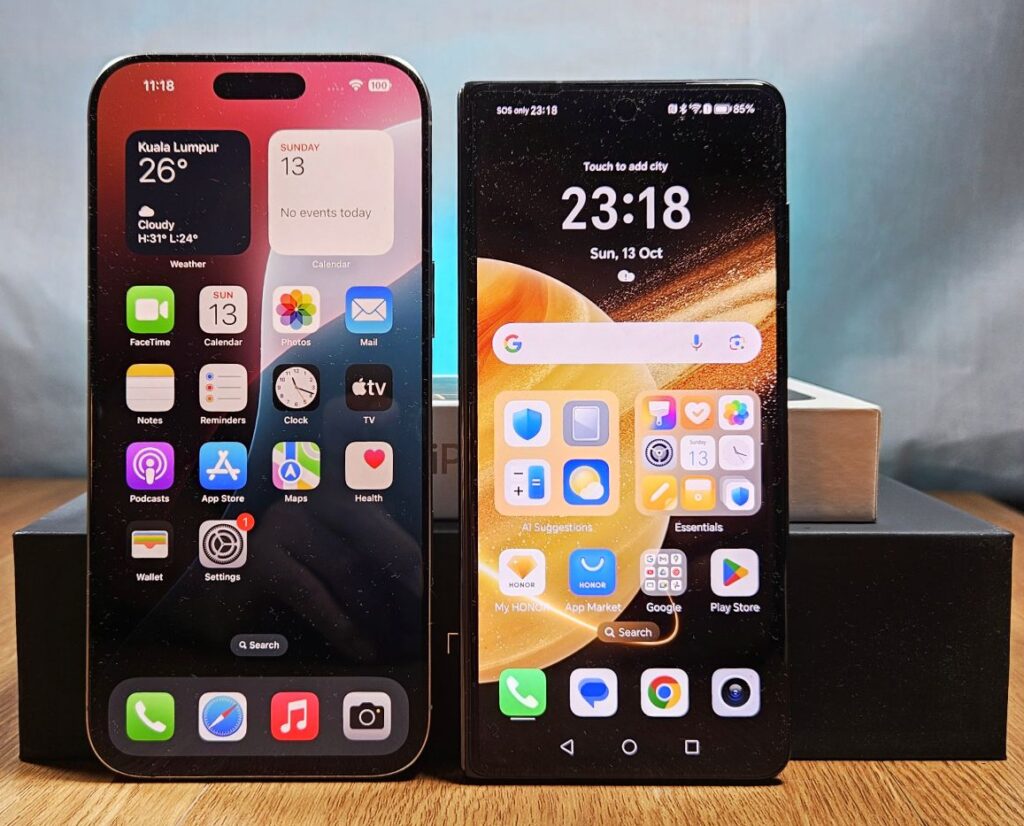 HONOR Magic V3 stands out against the Apple iPhone 16 Pro Max front