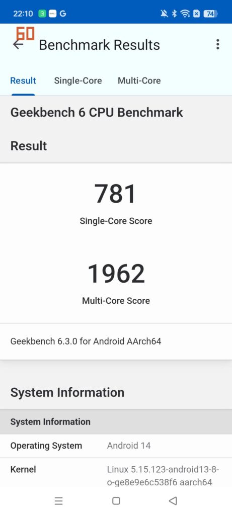 realme 13 review geekbench cores