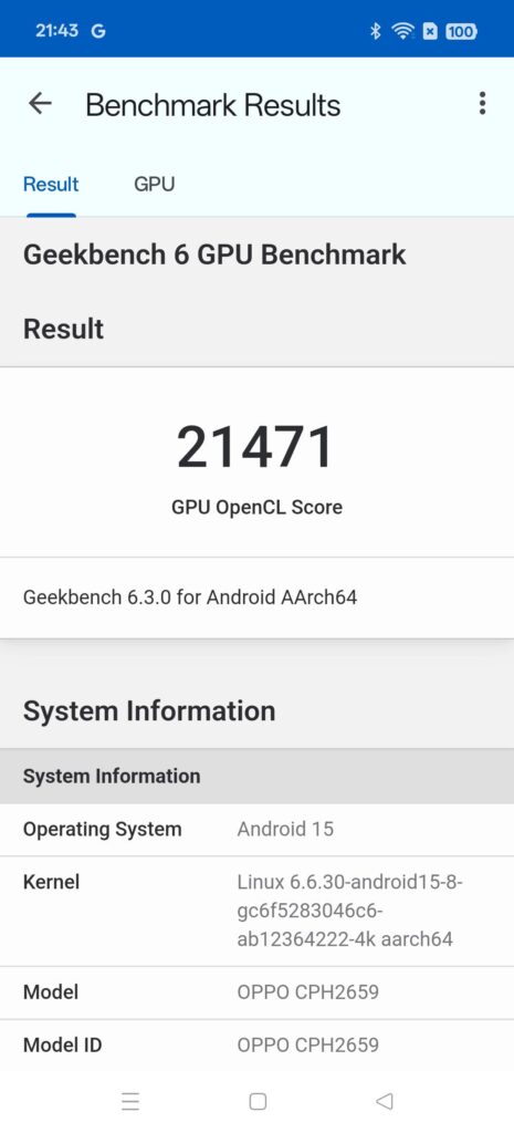 Oppo Find X8 Pro Review geekbench 6 ocl