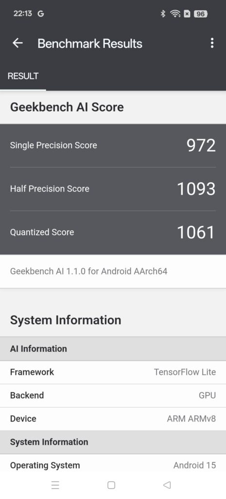 Oppo Find X8 Pro Review geekbench AI 1