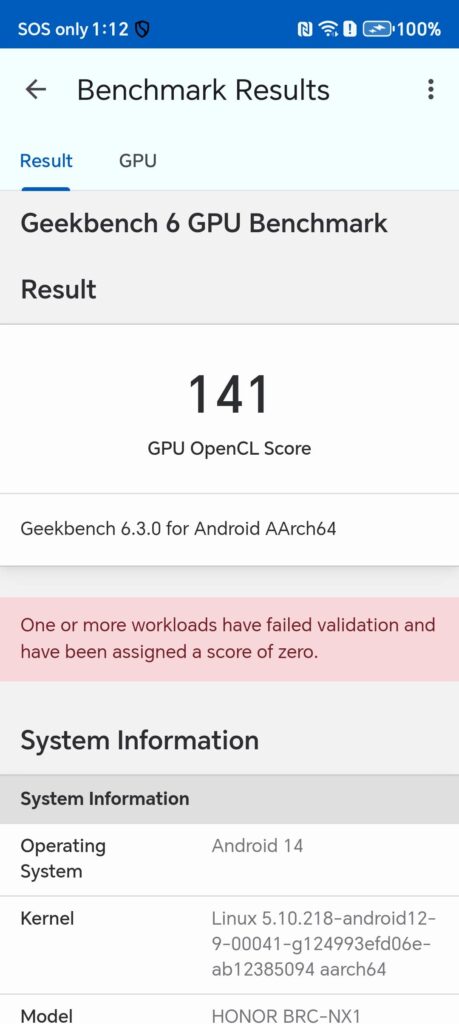 Honor X9c Smart Review geekbench ocl