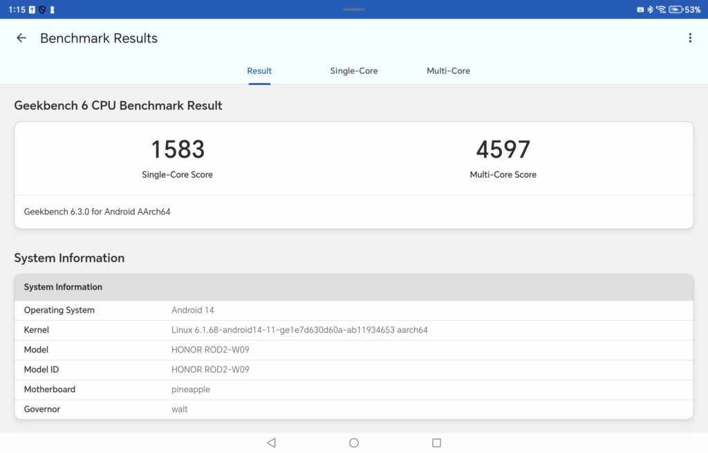 Honor MagicPad 2 Review geekbench 1