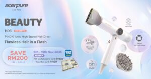 New Acerpure BEAUTY HD3 foldable hair dryer reduces frizz and classes up your crowning glory for RM599 7