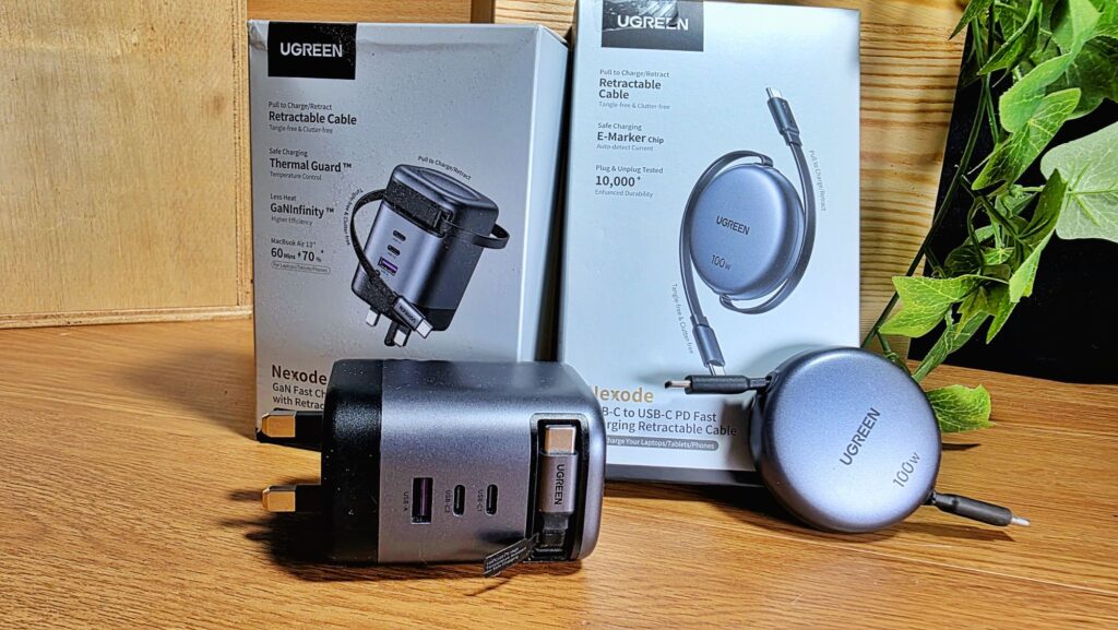 UGREEN Nexode 100W GaN Retractable Cable Charger Review cable and charger