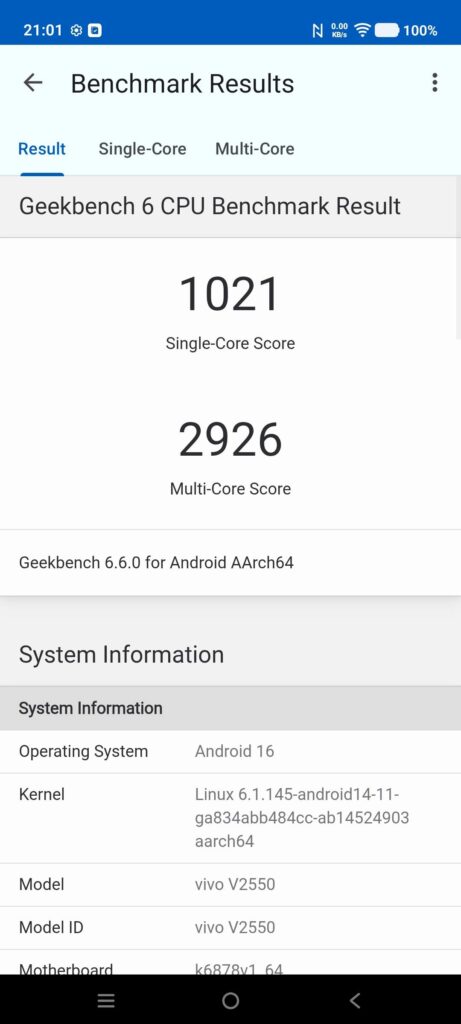 vivo V70 FE Review gb6 2