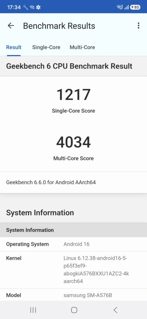 Samsung Galaxy A57 Review gb6