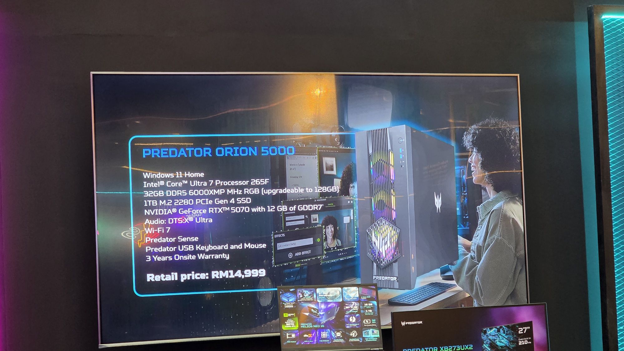 acer kasi onz roadshow 2026 predator orion 5000 specs