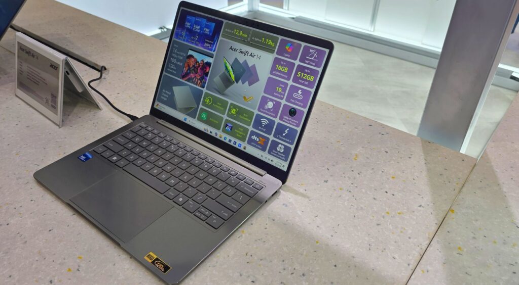 Acer Swift Spin 14 AI angled
