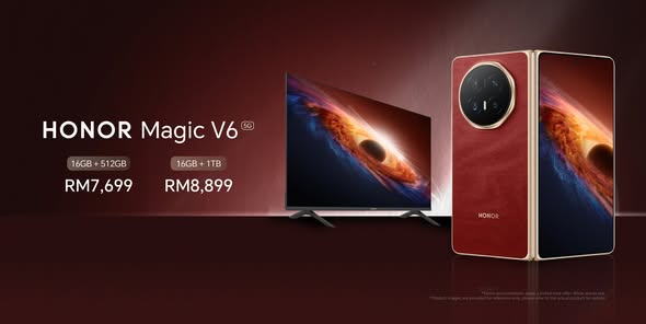 Honor Magic V6 flagship foldable now on preorder in Malaysia from RM7,699 with RM3,797 free gifts 5 honor magic v6 price