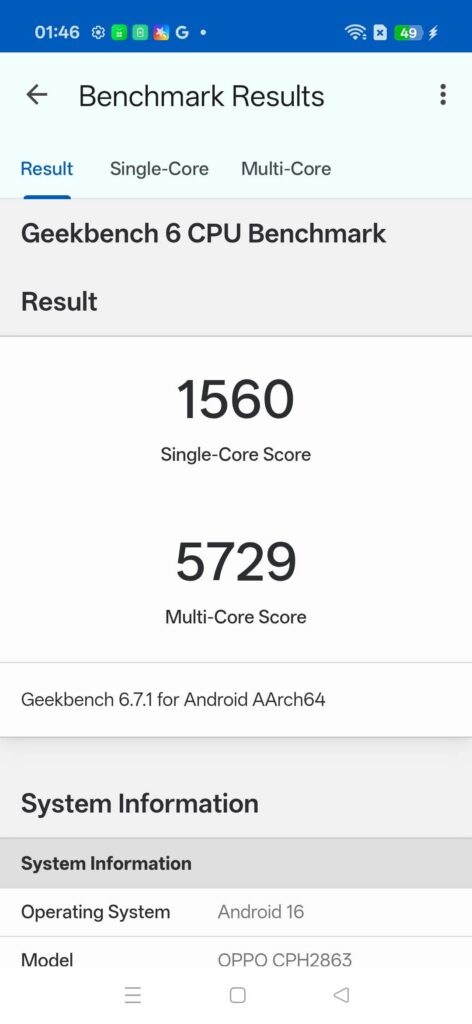oppo reno 16 pro review benchmark gb6