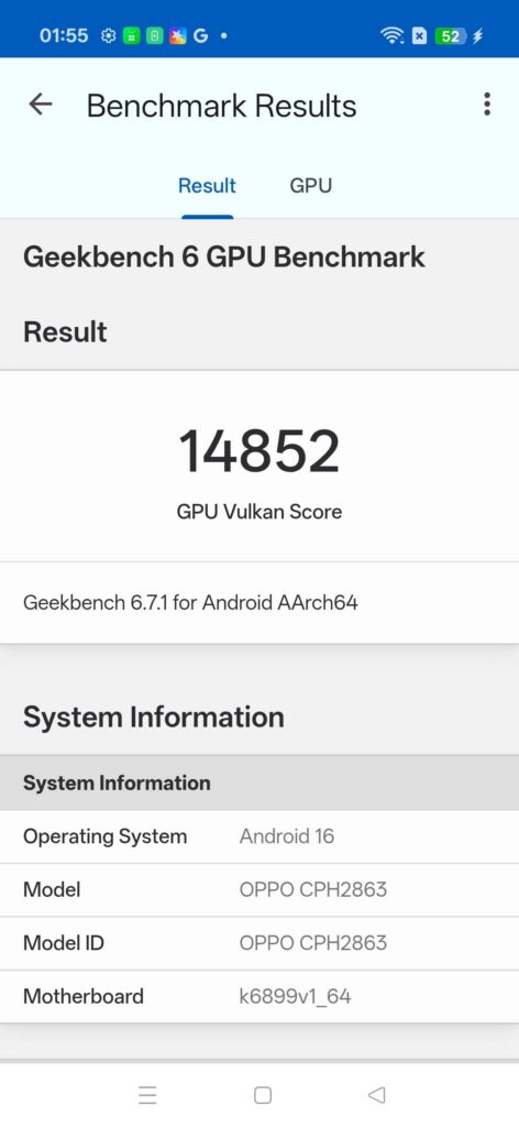 oppo reno 16 pro review benchmark gb6 2