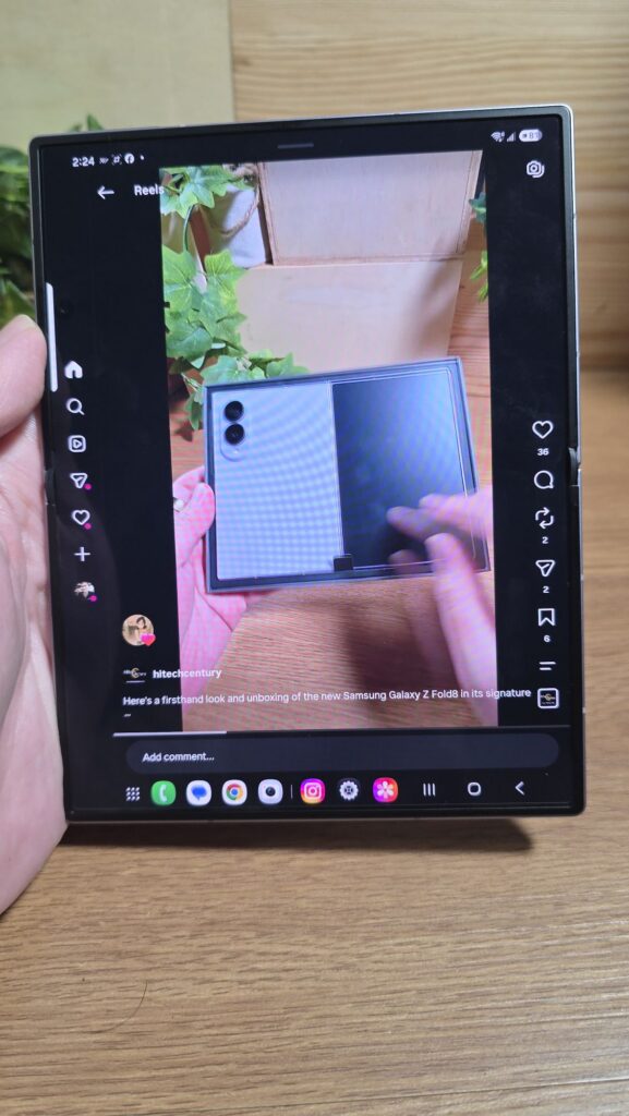 Samsung Galaxy Z Fold 8 First Look and Unboxing - The First 72 Hours With Samsung’s New Passport-Sized Flagship 3 Samsung Galaxy Z Fold 8 rear socials 2