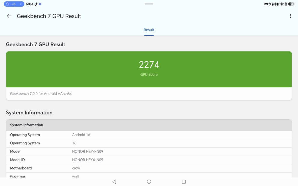 Honor Pad 20 Review geekbench 7 3