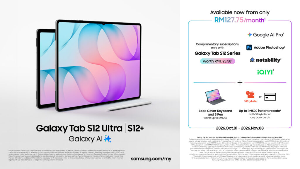 Samsung Galaxy Tab S12 series tablets for portable productivity launched in Malaysia; prices start from RM5,649 6 Samsung Galaxy Tab S12 series prices